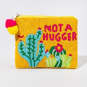 Autism Anti Anxiety Not a Hugger Beaded Coin Money Makeup Storage Bag Pouch NEW
